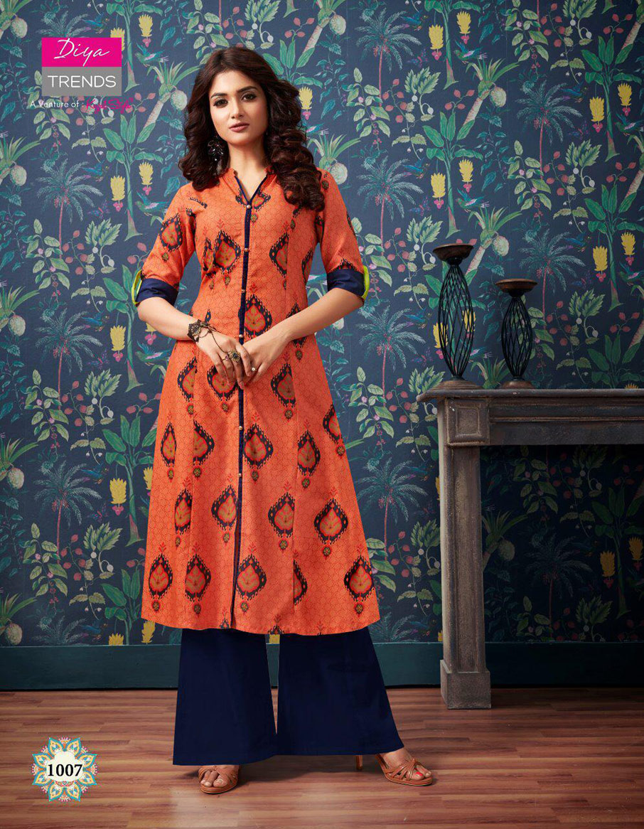 Purplecity Vol-1 Diya Trends Pigment Gold print Kurti Purplecity Vol-1 Diya Trends Pigment Gold print Kurti